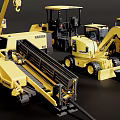 Variety Of Yellow Functional Construction Vehicles 3d model