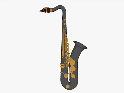 Black Musical Saxophone Instrument With Golden Keys And Elegant Black Finish Design 3d model