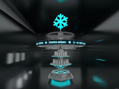 Irving Green Ice Bar Modern Design With Blue Snowflake Sign And Bottle Display Shelves 3d model