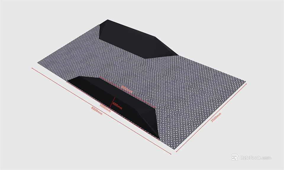 Textured Surface Design With Black Sections And Red Dimension Markings 3d model
