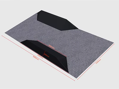 Textured Surface Design With Black Sections And Red Dimension Markings 3d model