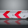 Traffic Barrier With Red Arrows On White Worn Surface And Reflection 3d model