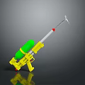 Yellow Toy Water Gun with Green Tank White Barrel and Red Nozzle