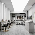 Modern Hair Salon Interior Design With Styling Chairs Mirrors And Marble Counter