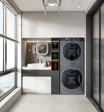 modern balcony washing machine cabinet 3d model