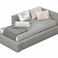 Modern Gray Single Bed Interior With Decorative Pillows And Soft Blanket