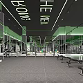 Modern Fitness Gym Interior With Mirrors Neon Lights And Training Equipment