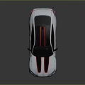 White Sports Car with Black Red Stripes Modern Front Face and Sleek Black Wheels