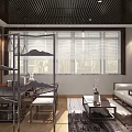 Modern Living And Dining Interior With Wooden Ceiling Blinds City View Furniture Decor