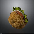 Appetizing Hamburger With Golden Toasted Sesame Seed Bun Fresh Lettuce And Ripe Tomato Slices