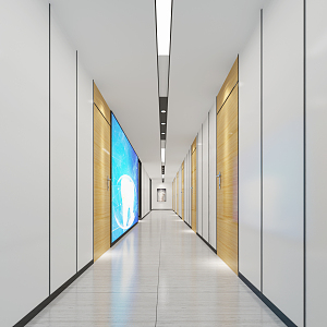 modern aisle hospital walkway 3d model