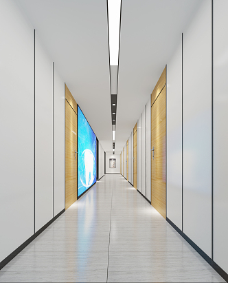 modern aisle hospital walkway 3d model