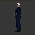 Man in Blue Naval Uniform with White Captain Cap Holding Binoculars and Red Sash