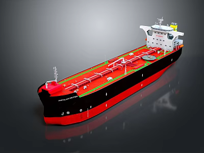 Large Commercial Oil Tanker With Red Black Hull And Deck Navigation Equipment 3d model