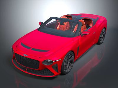Red Luxury Convertible Sports Car With Orange Seats And Sleek Design 3d model