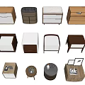 Various Modern Bedside Tables With Wooden Designs And Drawer Storage Options 3d model