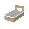 Modern Wooden Single Bed with White Mattress and Pillow Simple Design