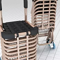 Modern Public Shopping Carts With Brown Frame And Blue Wheels Design