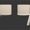 Vintage Cream Colored Refrigerators With Open And Closed Doors Displaying Interior Shelves