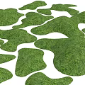 Decorative Green Grass Patches With Irregular Shapes On White Background 3d model