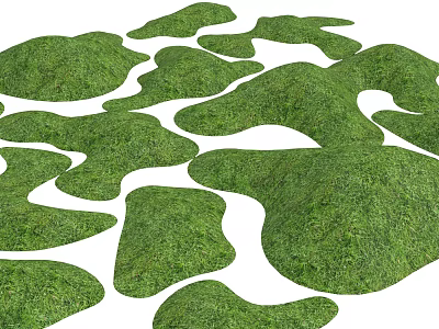Decorative Green Grass Patches With Irregular Shapes On White Background 3d model