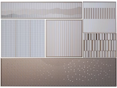 Modern Feature Wall With Diverse Textures Including Striped Grid Wavy And Perforated Patterns 3d model