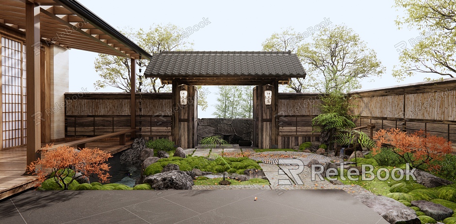 Japanese Courtyard Courtyard Garden model