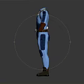 Blue Costume Design With Yellow Trim Brown Gloves Boots And Belt