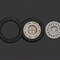 Automotive Car Parts with Worn Black Tires and Silver Wheel Rims