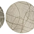 Modern Round Carpet With Geometric Line Patterns In Neutral Beige And Gray Tones 3d model