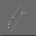 Silver Stainless Steel Fork and Spoon Cutlery Set for Dining Table Use 3d model