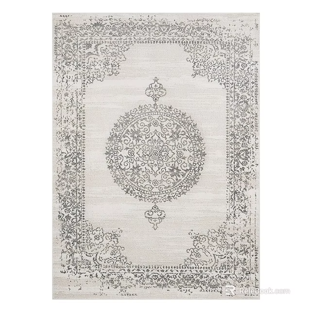 Square Carpet With Intricate Central Circular Floral Pattern And Ornate Borders 3d model