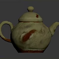 Ceramic Teapot With Unique Red Patterns Vintage Design Lid Handle Spout For Home Daily Use
