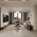 Modern Living Dining Room Interior With Open Layout Sofa Dining Table And Pendant Light