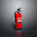 Red Fire Extinguisher with Safety Label and Handle for Home Emergency Use
