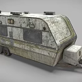 Worn Out Camper Trailer With Roof Equipment Windows Hitch And Storage Box