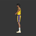 Man in Yellow Lakers Jersey Number 10 with Arms Outstretched Standing Pose