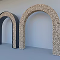 Two Textured Stone Door Arches With Modern Design On Grey Background