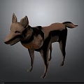 3D Wolf Character With Brown Fur Standing Pose On Neutral Gray Background 3d model