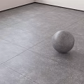 Gray Stone Floor Tiles In Modern Room Interior With Decorative Sphere
