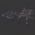 Basic Equipment Frames Constructed With Wooden Sticks For Simple Support Structures
