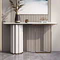 Modern Console Table With Marble Top And Decorative Vase On Striped Background 3d model