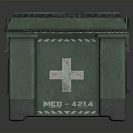 Green Military Toolbox With Metal Latches Warning Stripes And MKD 4214 Label