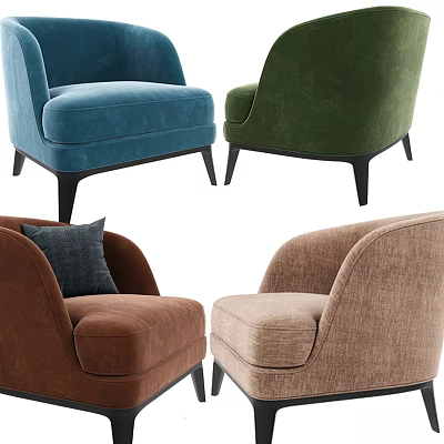 Comfortable Velvet Leisure Chairs in Blue Green Brown Beige Tones with Modern Armrest Design 3d model