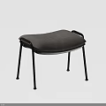 Two Modern Sofa Stools with Gray Fabric Cushion and Black Metal Legs Simple Design