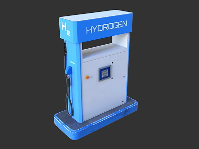 Modern Blue And White Hydrogen Refueling Station Dispenser With Digital Display And Fuel Nozzle 3d model