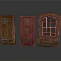 Vintage Wooden Doors With Carved Designs Glass Panels And Decorative Hardware