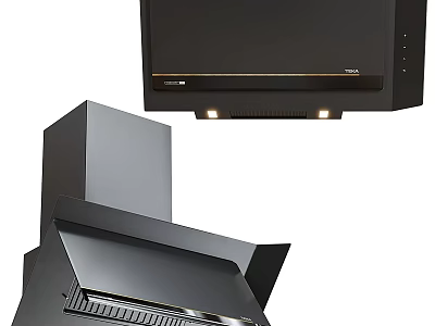 Black Modern Kitchen Range Hood Appliance With Stainless Steel Design And LED Lights 3d model
