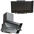 Black Modern Kitchen Range Hood Appliance With Stainless Steel Design And LED Lights
