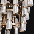 Modern Multi Tier Chandelier With Golden Frame And Transparent Glass Shades